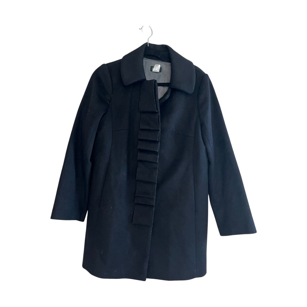 J.Crew Ruffled 100% Wool Vintage Coat Black Size 8